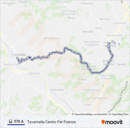 Percorso linea bus 370 A