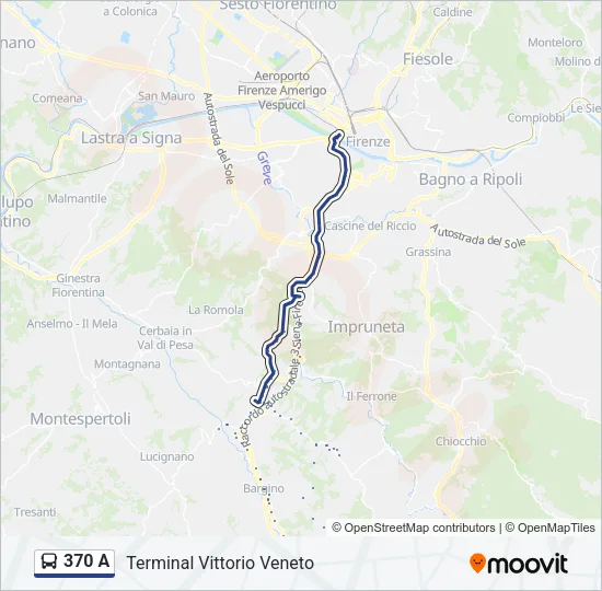 370 A Bus Line Map