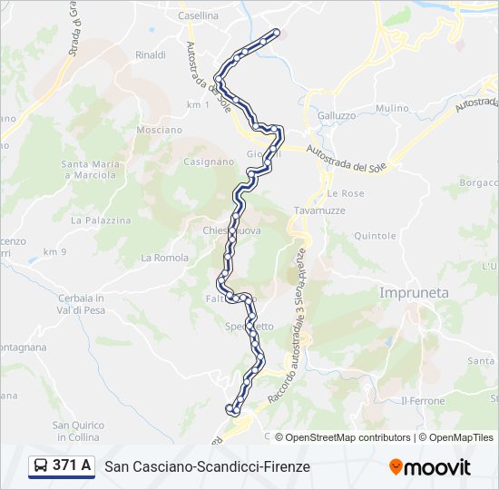 371 A Bus Line Map