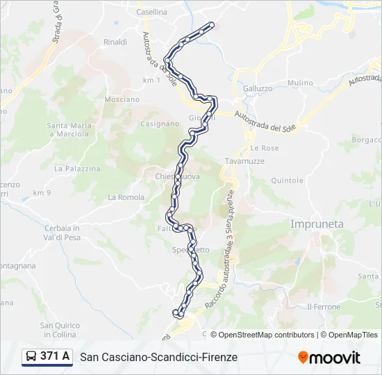 Percorso linea bus 371 A