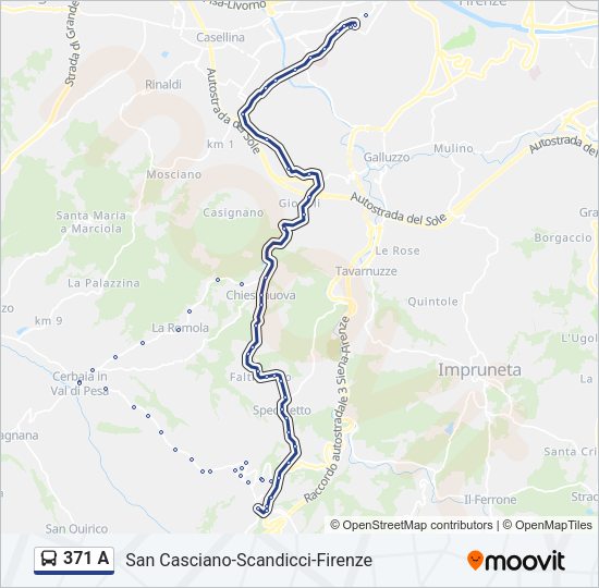 371 A Bus Line Map