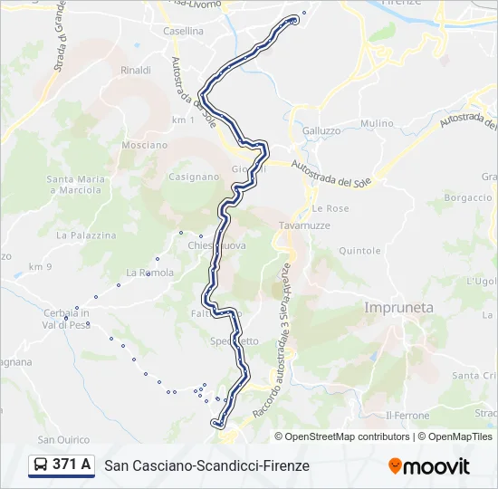 371 A Bus Line Map