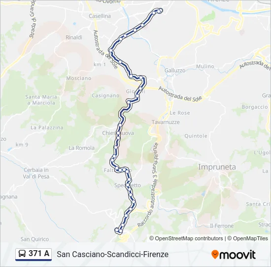 371 A Bus Line Map