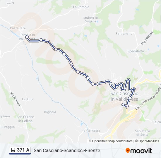 371 A Bus Line Map