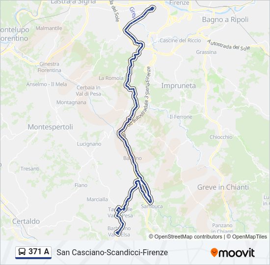 Percorso linea bus 371 A