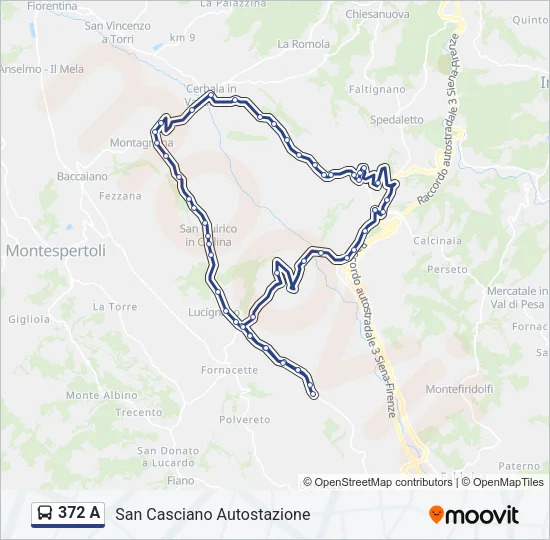 Percorso linea bus 372 A