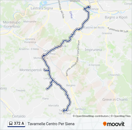 Percorso linea bus 372 A