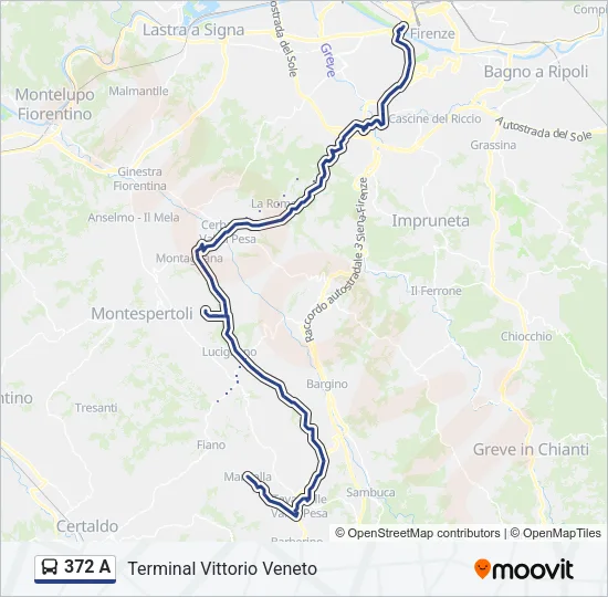 Percorso linea bus 372 A