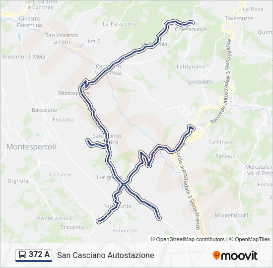 372 A Bus Line Map
