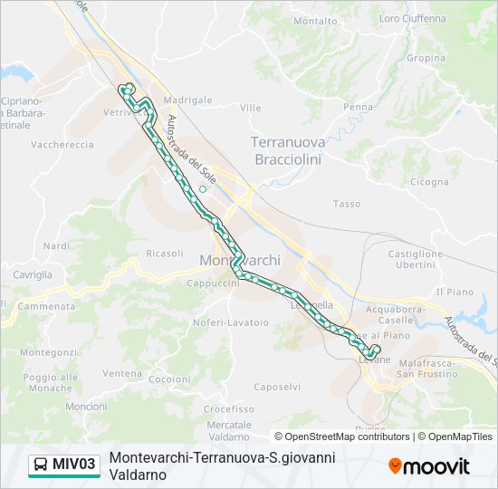 Percorso linea bus MIV03