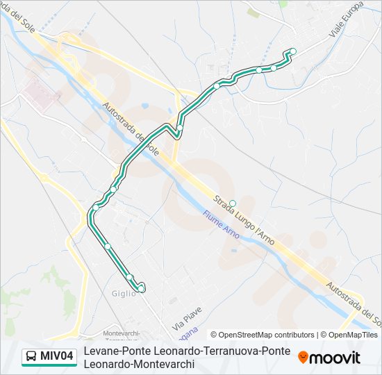 Percorso linea bus MIV04