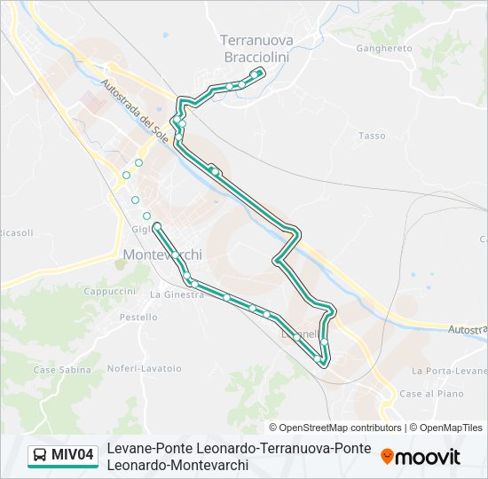 Percorso linea bus MIV04