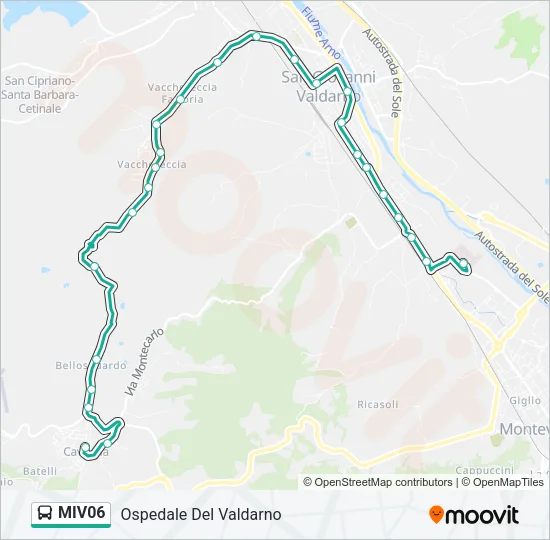 Percorso linea bus MIV06