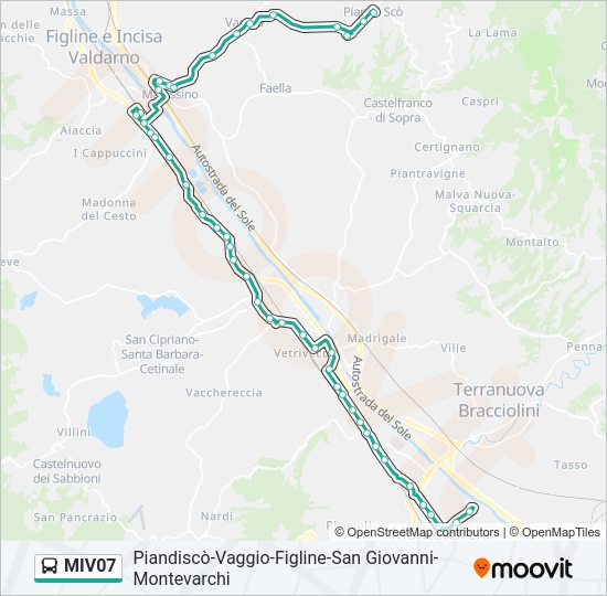 Percorso linea bus MIV07