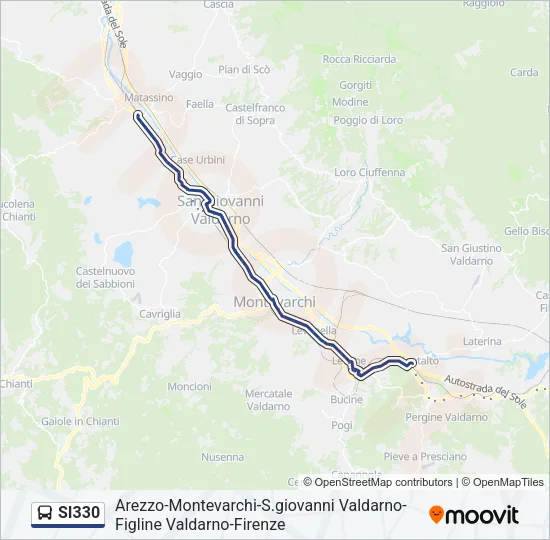 Percorso linea bus SI330