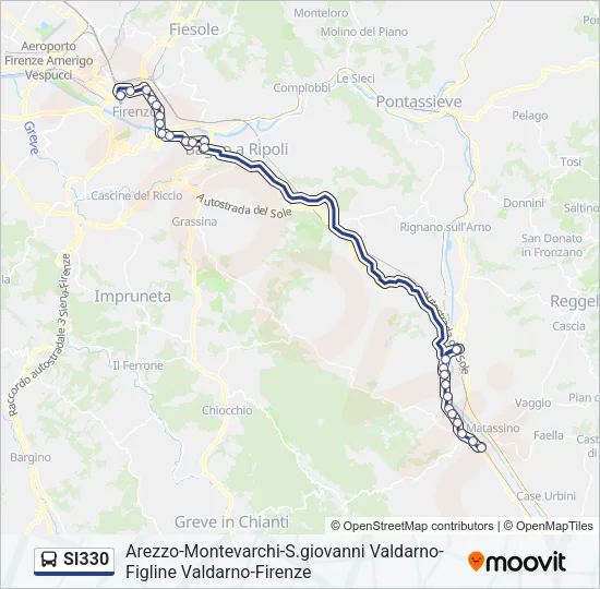 Percorso linea bus SI330