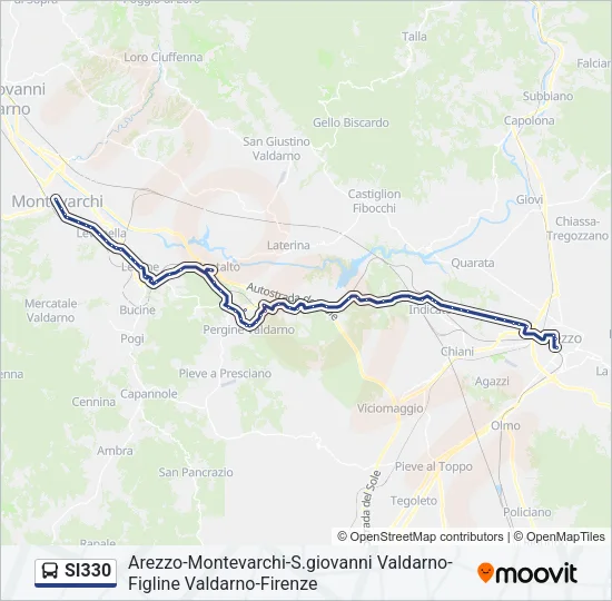 Percorso linea bus SI330