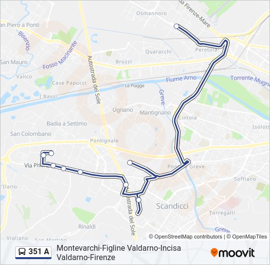 351 A Bus Line Map