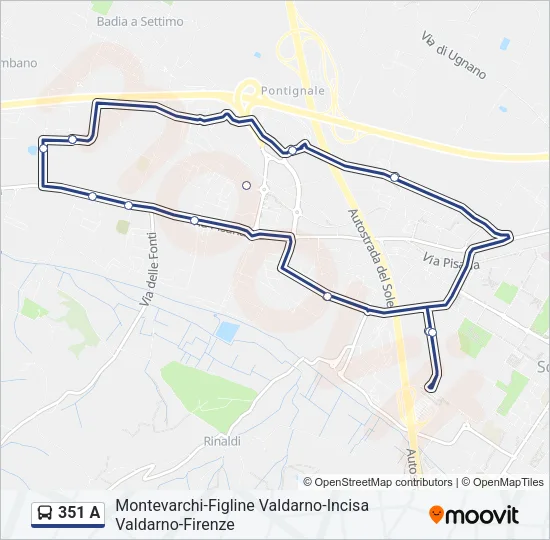 351 A Bus Line Map
