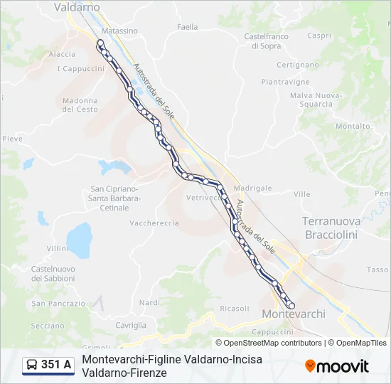 351 A Bus Line Map