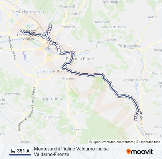 351 A Bus Line Map