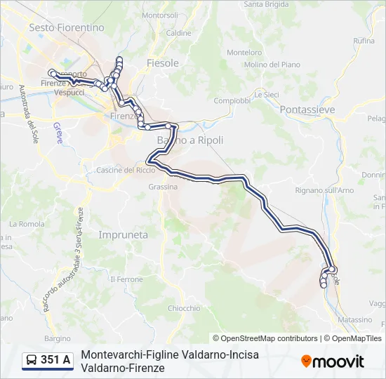 351 A Bus Line Map