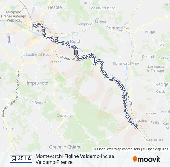 351 A Bus Line Map