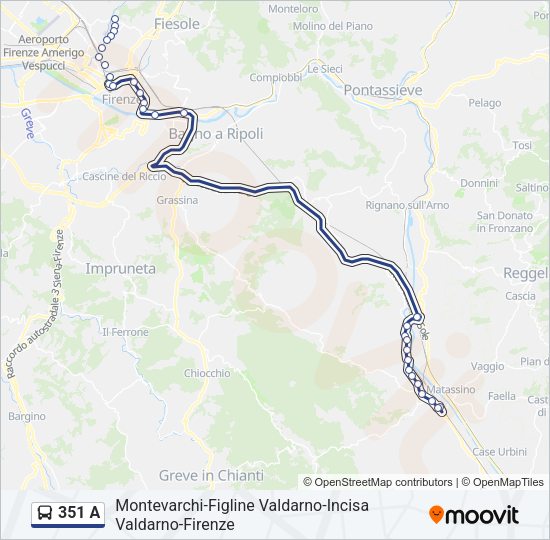 351 A Bus Line Map