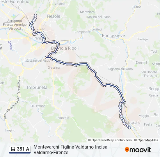 351 A Bus Line Map