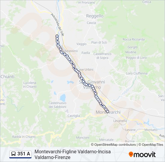 351 A Bus Line Map