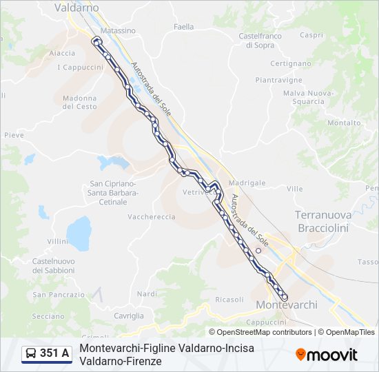351 A Bus Line Map