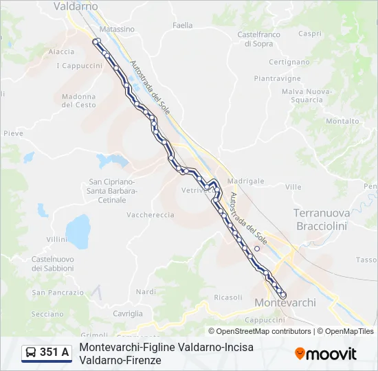 351 A Bus Line Map