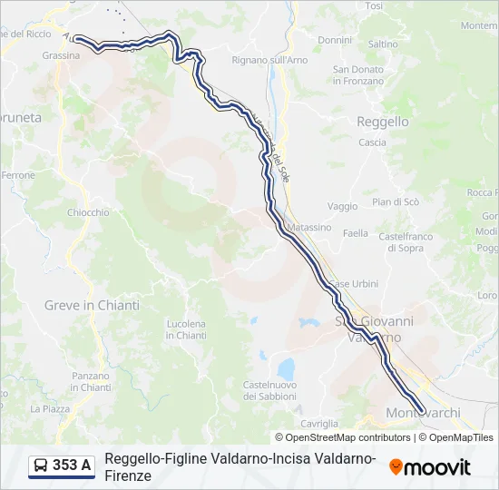 353 A Bus Line Map