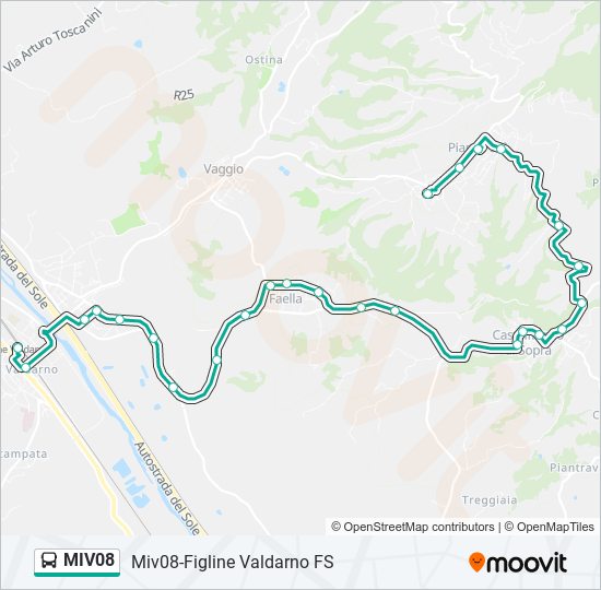 Linea miv08 orari fermate e mappe Miv08 Figline Valdarno FS