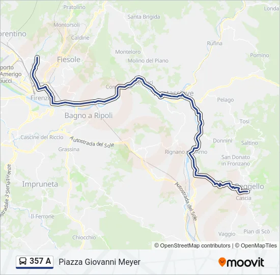 357 A Bus Line Map