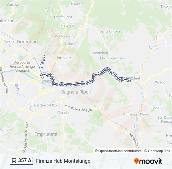 357 A Bus Line Map