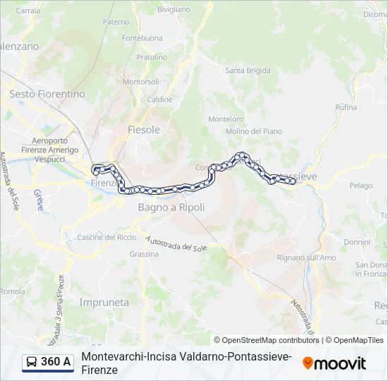 360 A Bus Line Map