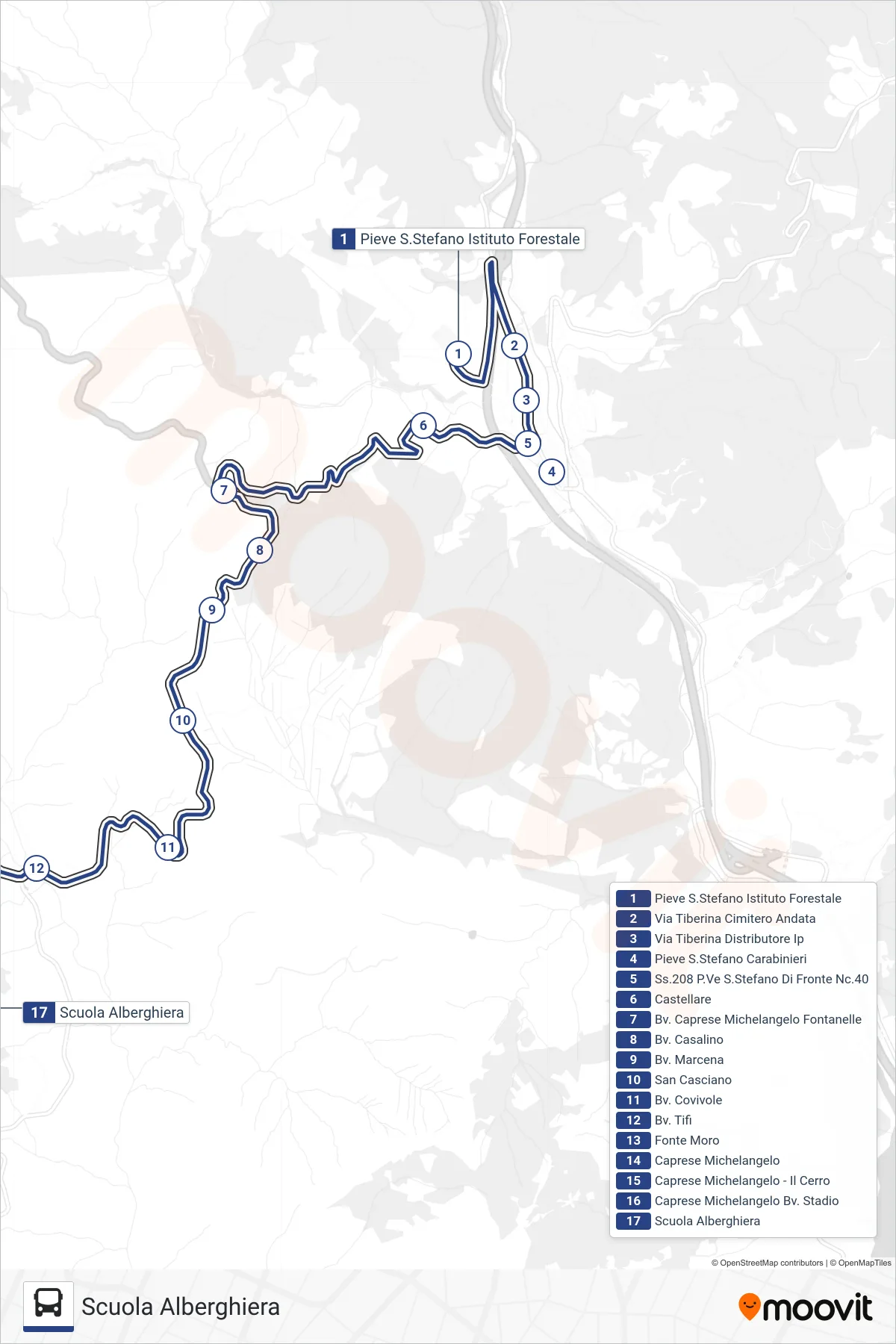 Linea BAVPSSCC  tram (Scuola Alberghiera) - Percorsi e fermate sulla mappa