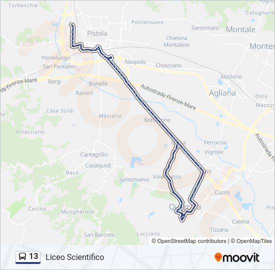 Percorso linea bus 13