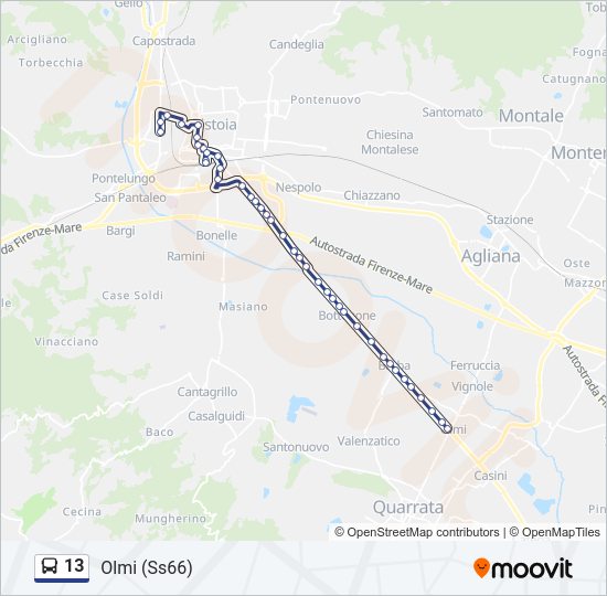 Percorso linea bus 13