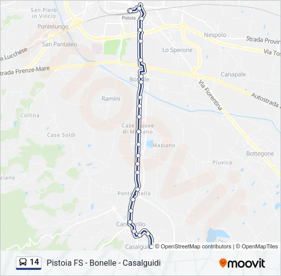 Percorso linea bus 14