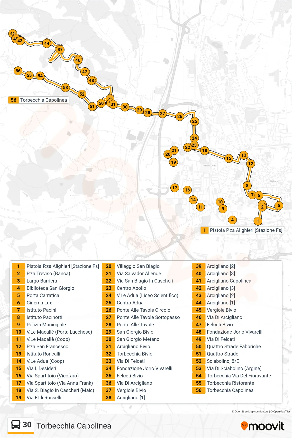 Linea 30 bus (Torbecchia Capolinea) - Percorsi e fermate sulla mappa
