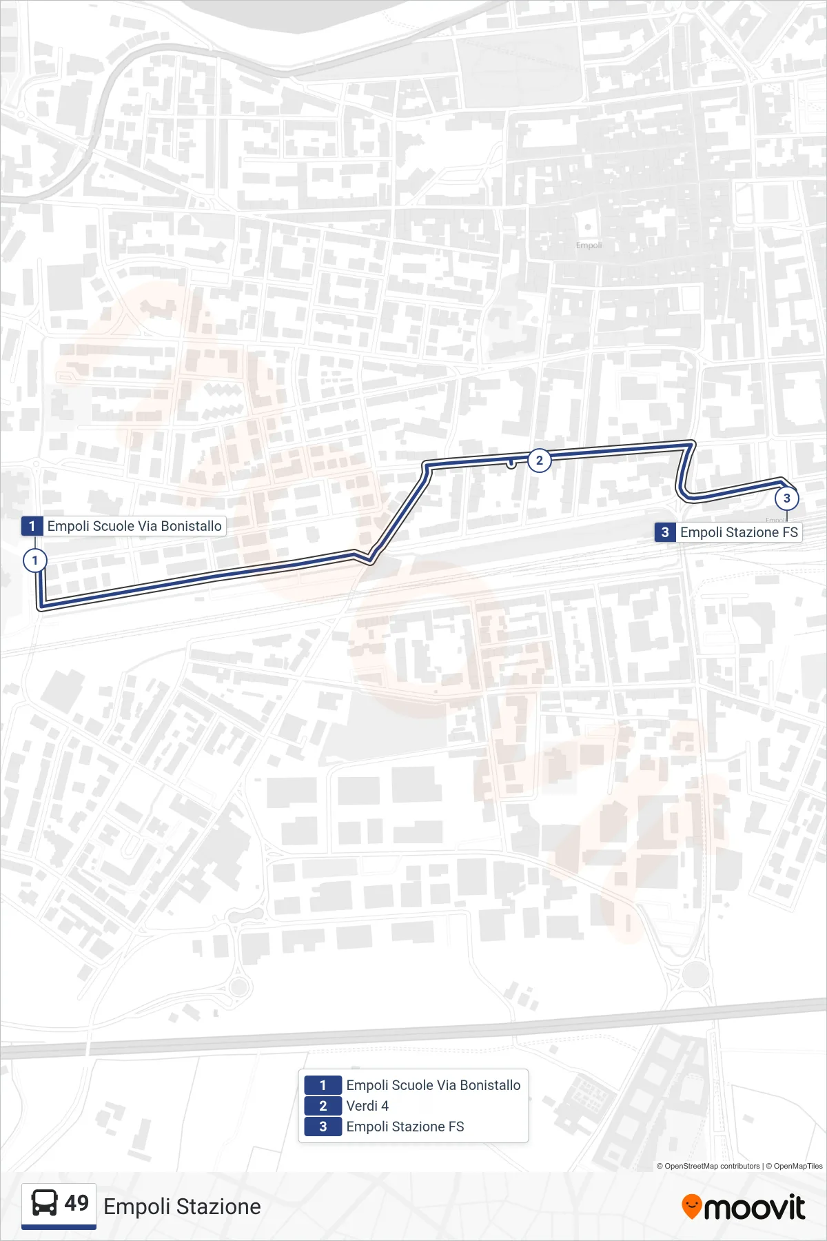 Linea 49 bus (Empoli Stazione) - Percorsi e fermate sulla mappa