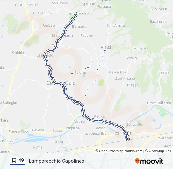 Percorso linea bus 49