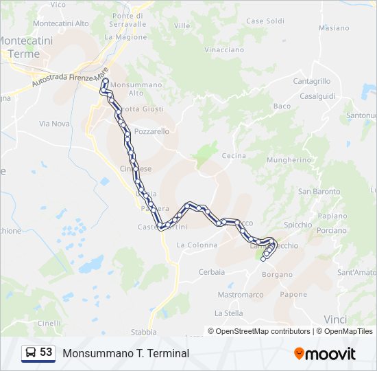 Percorso linea bus 53