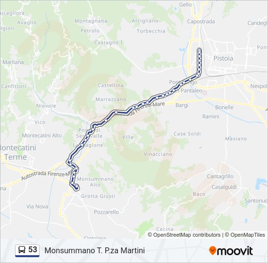 Percorso linea bus 53