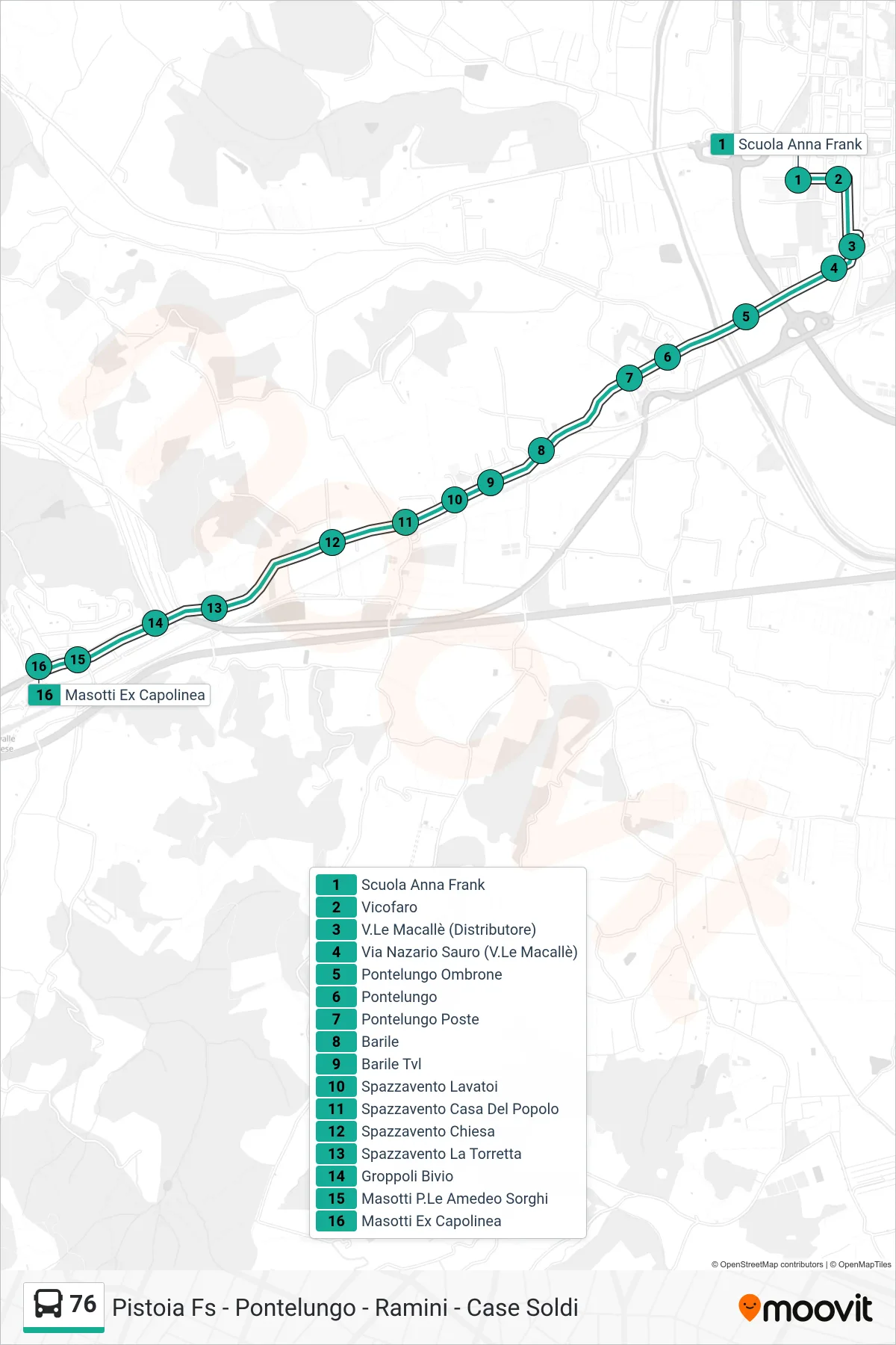 Linea 76 bus (Masotti Ex Capolinea) - Percorsi e fermate sulla mappa
