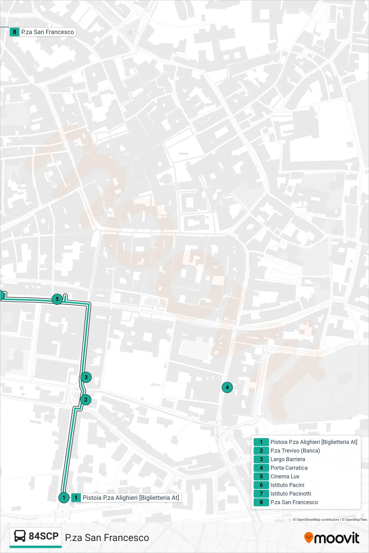 Linea 84SCP  bus (P.za San Francesco) - Percorsi e fermate sulla mappa