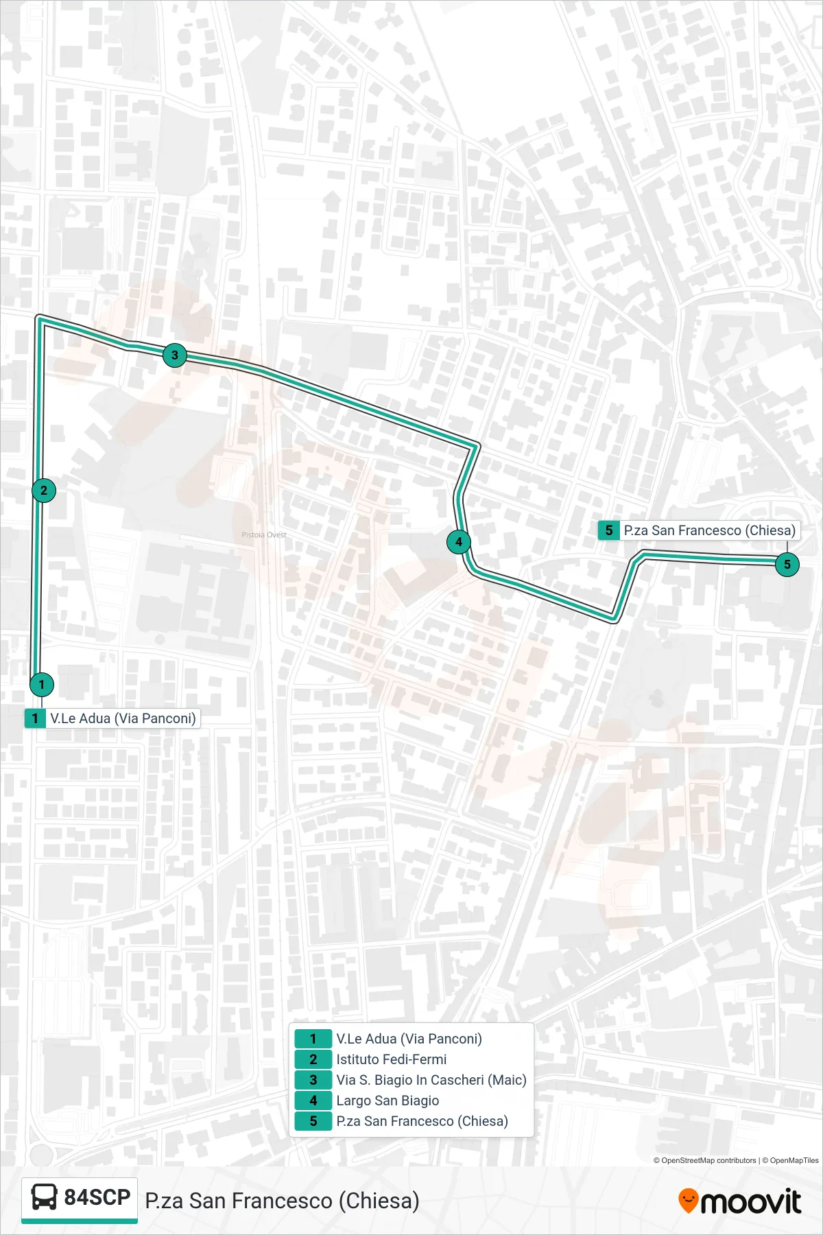 Linea 84SCP bus (P.za San Francesco (Chiesa)) - Percorsi e fermate sulla mappa