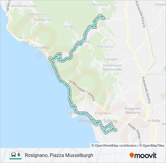 Percorso linea bus 6